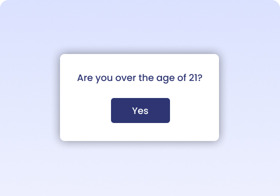 Age verification prompt asking whether the shopper is over 21