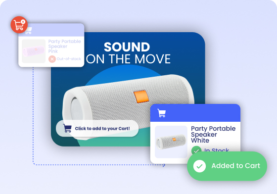 Out-of-stock portable speaker replaced by a similar in-stock white speaker and added to cart
