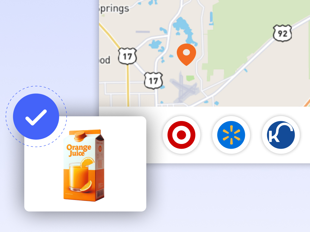Nearby retailer and product availability map