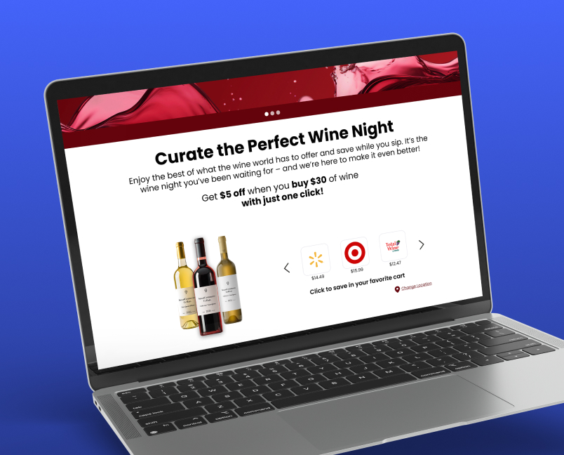 Luxury wine collection campaign with shoppable retailer options