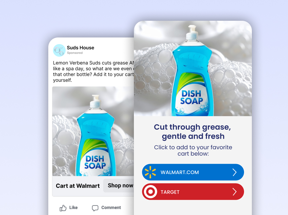 Sponsored social post for a dish soap product with a Cart at Walmart button