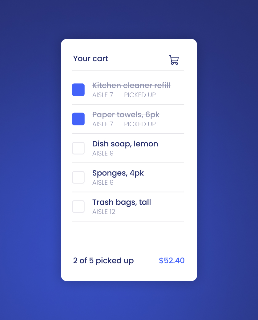 Online shopping cart used as an in-store shopping list