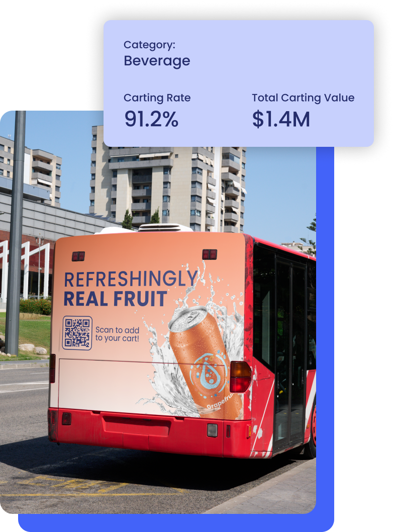 QR-enabled digital out-of-home campaign displayed on a city bus