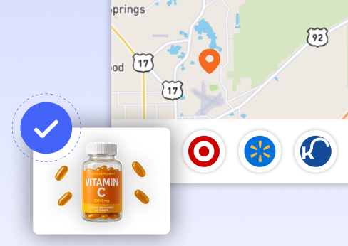 Location-aware vitamin promotion with nearby retailers