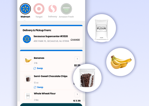 Recipe ingredients bundled into a retailer cart