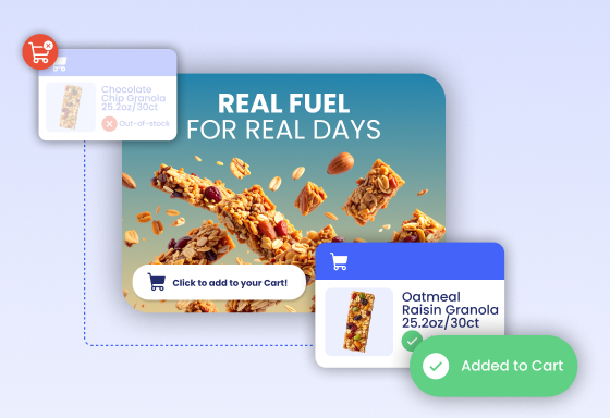 Out-of-stock granola automatically substituted with an available product and added to cart