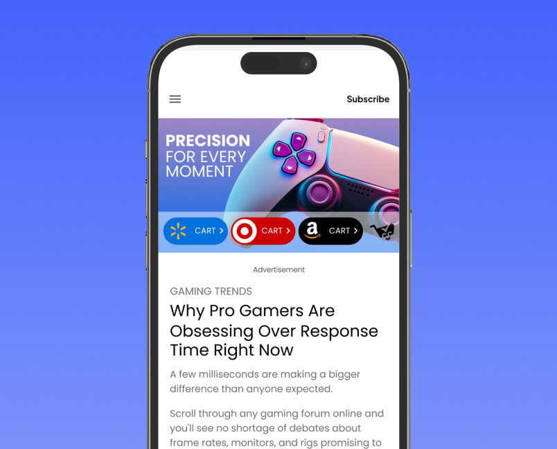 Commerce-enabled media experience displayed on a phone